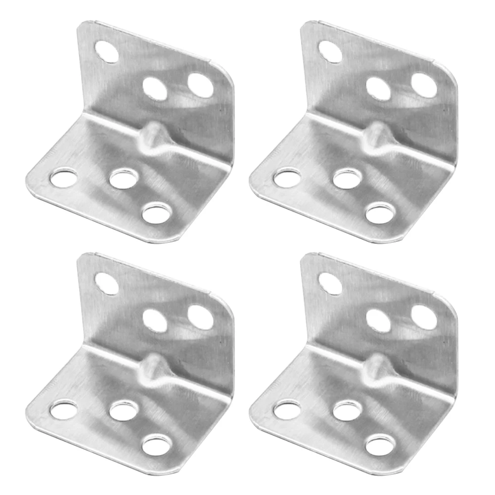 4pcs Stainless Steel Furniture Fitting Corner Bracket 90 Degree Angle Code Rack
