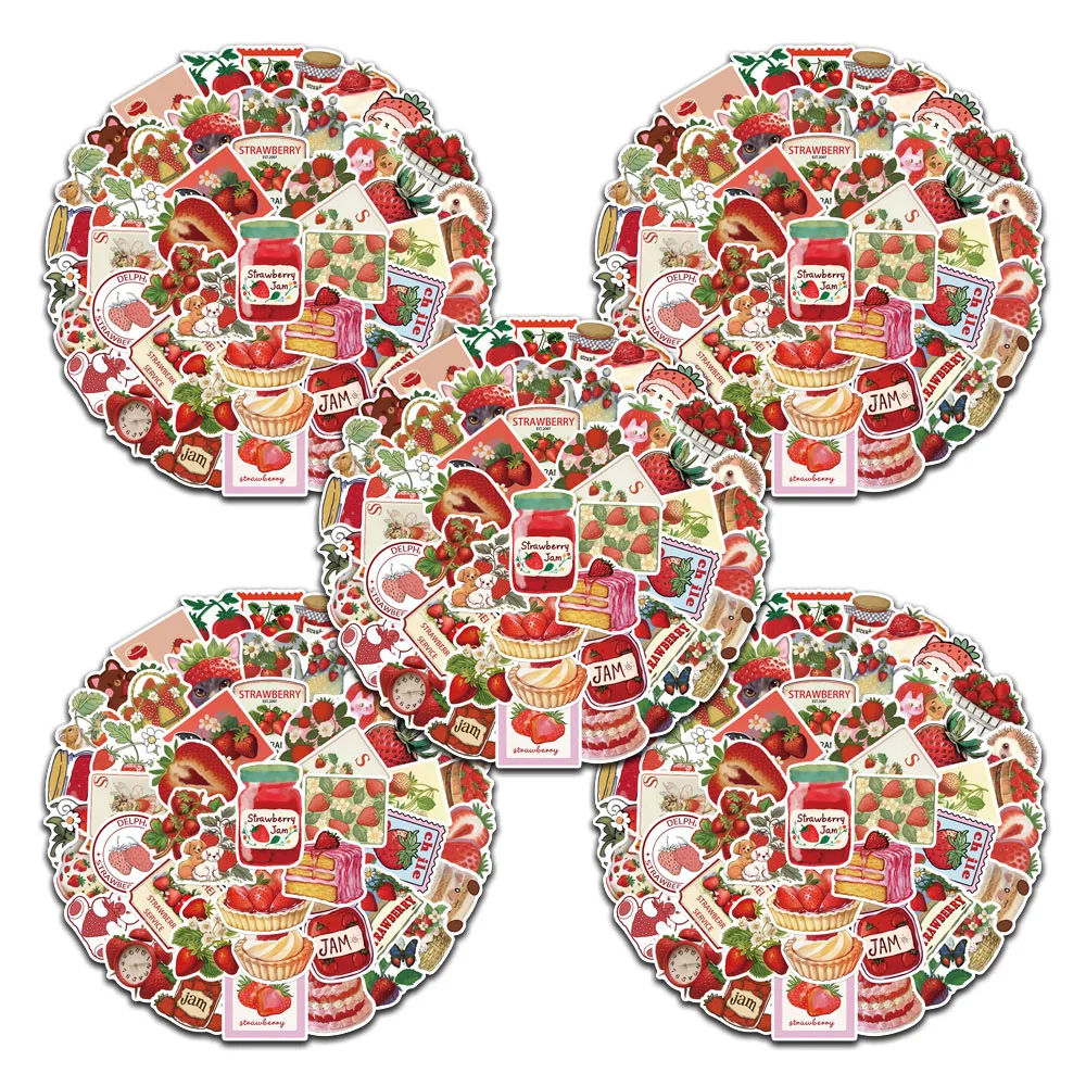 

5 sets Cute Cartoon Fruit Strawberry Stickers For Laptop Luggage Guitar Notebook Phone Bicycle Waterproof Graffiti Vinyl Decals