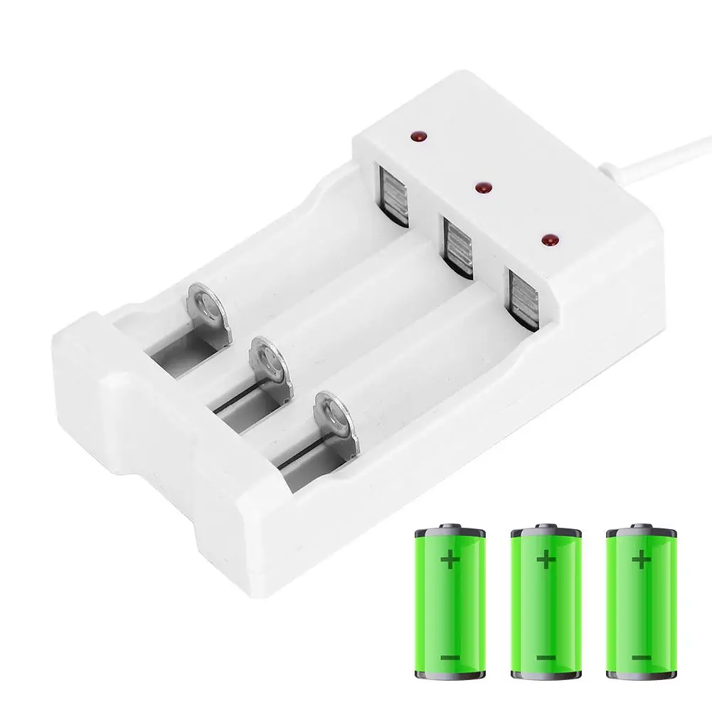 Eco-friendly 3-Slot USB Charger: White ABS, High Temps Resistant, For AA/AAA Battery Charging