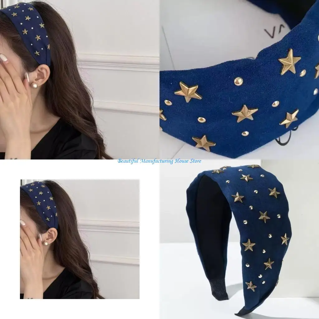 E56A Stylish Star Hairband Korean Styles Design Soft Fabric Hair Accessory For Women Girls Casual Outfit