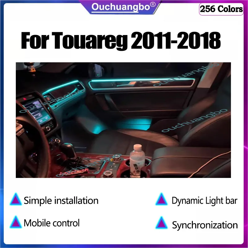 Ouchuangbo Ambient Lamp For VW Touareg 2011-2018 Atmosphere Light luminated Interior Lighting Dynamic Trim Backlight lumiere kit