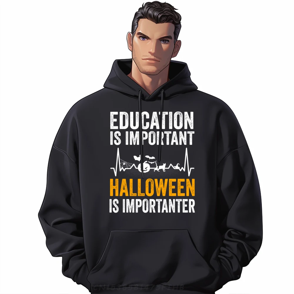 

Education is Important Halloween is Importanter Heartbeat Red And Black Graphic Hoodies Female New In Tops & Tees Vintage Style