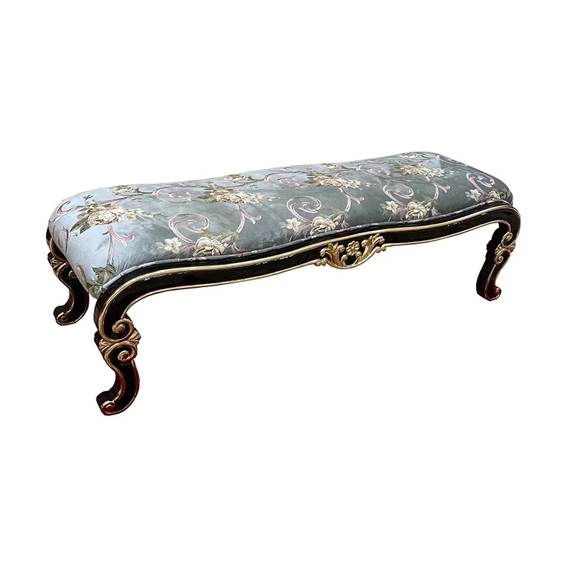 

French solid wood headboard stool European solid wood bedroom living room furniture