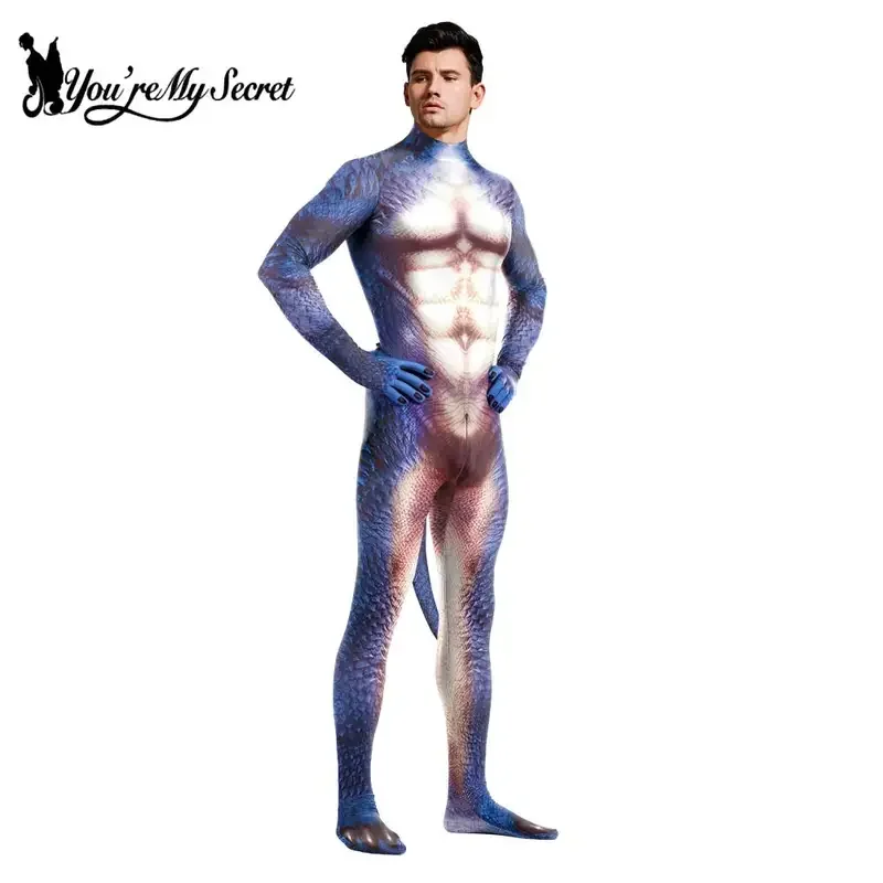 [أنت سري] أزياء الهالوين التأثيرية الأفعوانية المطبوعة التأثيرية Zentai ارتداءها ملابس بذلة مرنة فستان بتصميم حالم