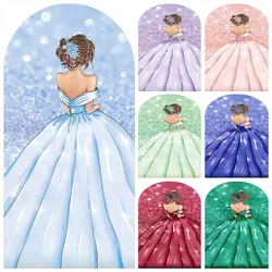 Mehofond Quinceanera Dress Princess Birthday Party Arch Backdrop Glitter Pink Blue Decor Wedding Back Shadow Spandex Background