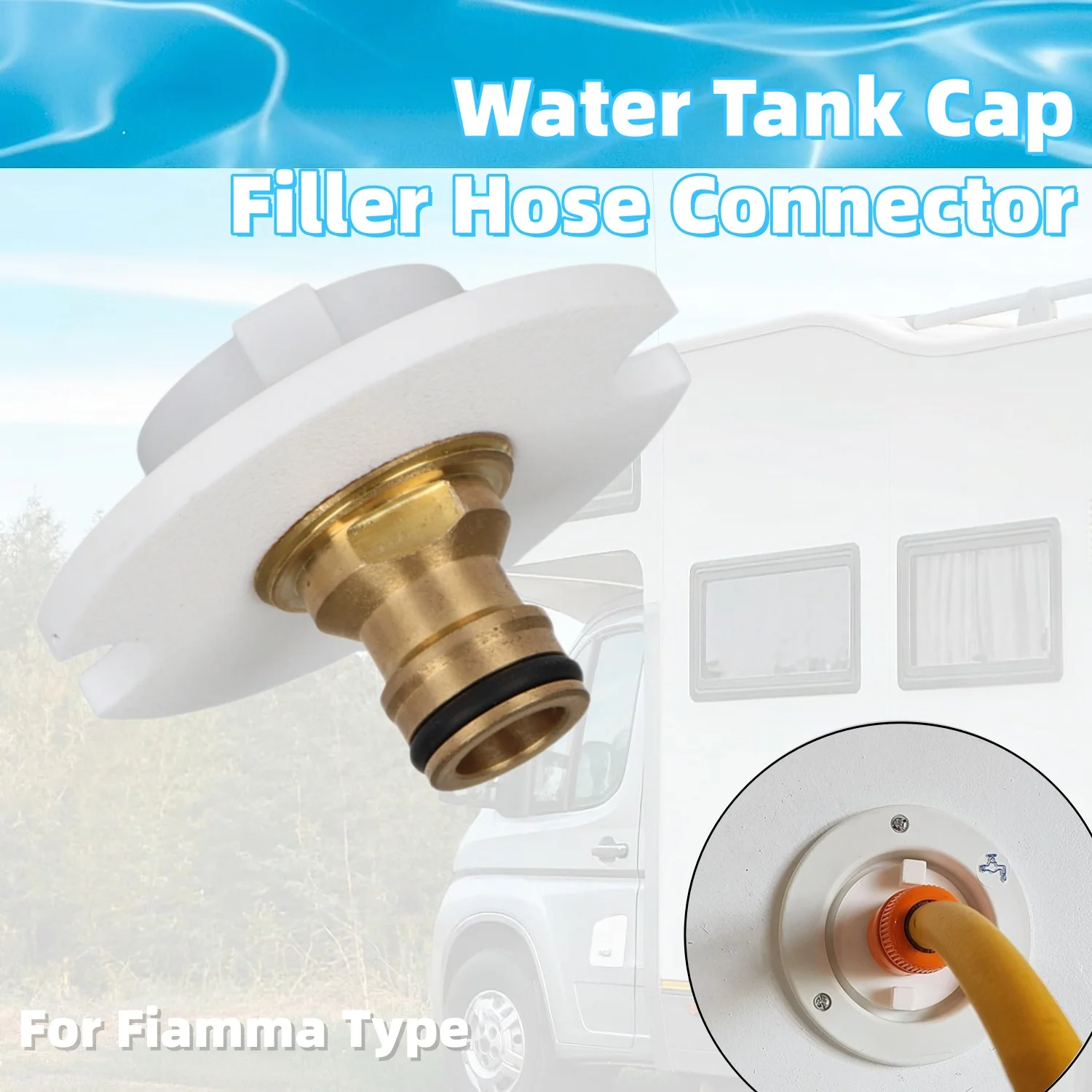 RV Water Tank Cap Filler Hose Connector Quick Fill Motorhome Campervan Camping Water Tank Replacement Adapter For Fiamma Type