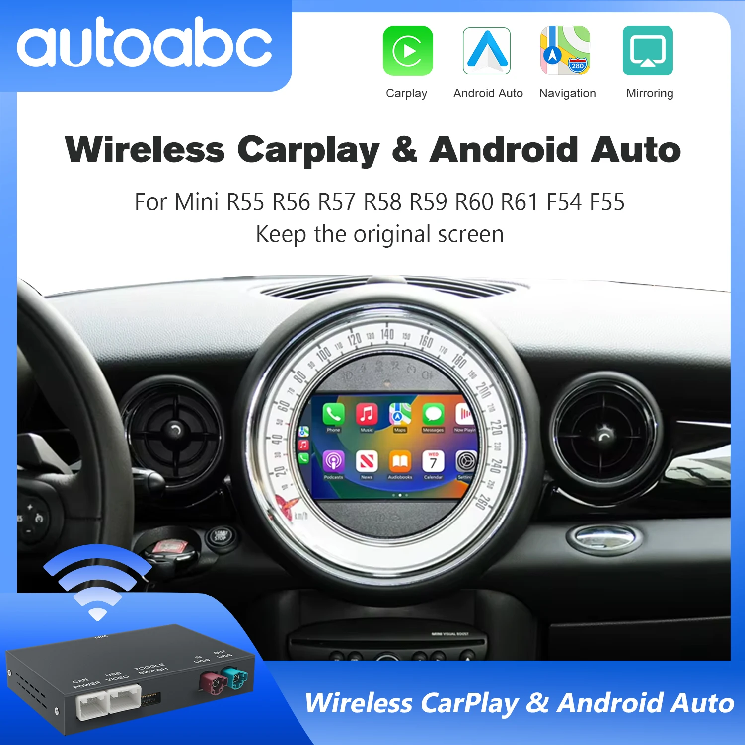 Bezprzewodowe CarPlay Android Auto do BMW Mini R55 R56 R57 R58 R59 R60 R61 F54 F55 F56 F57 Clubman Countryman Hardtop John Cooper