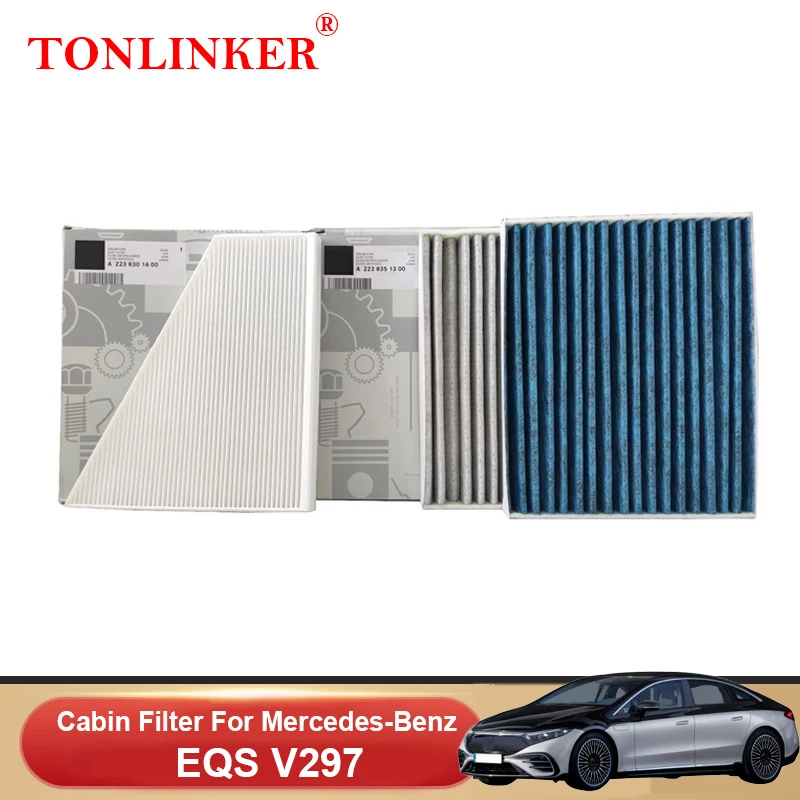 

Фильтр салона TONLINKER для Mercedes Benz EQS V297 2021 2022 EQS 450 580 53 4MATIC Автомобильные аксессуары Товары A2238351300,A2238351400