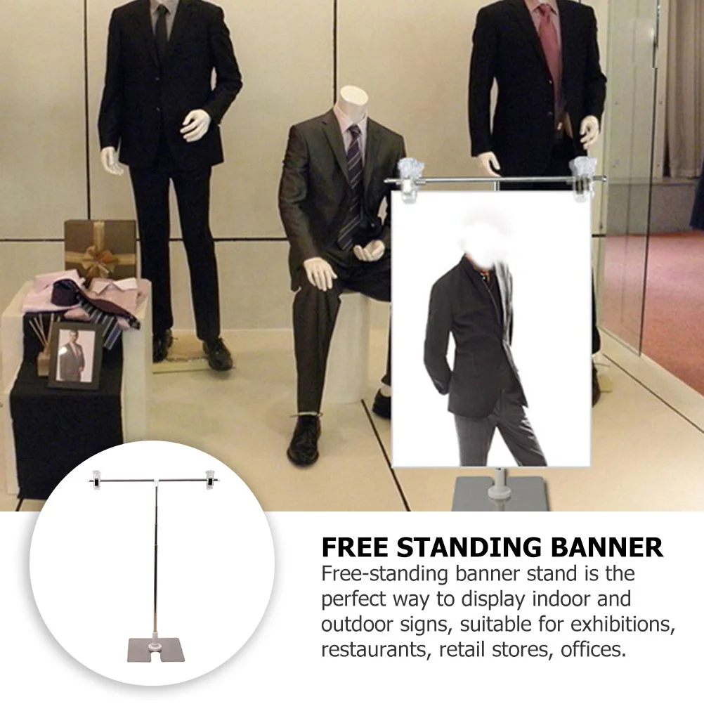 T 字型ポスタースタンドステンレス鋼メニューシェルフサインホルダー高さ調節可能な広告ラックディスプレイブラケット