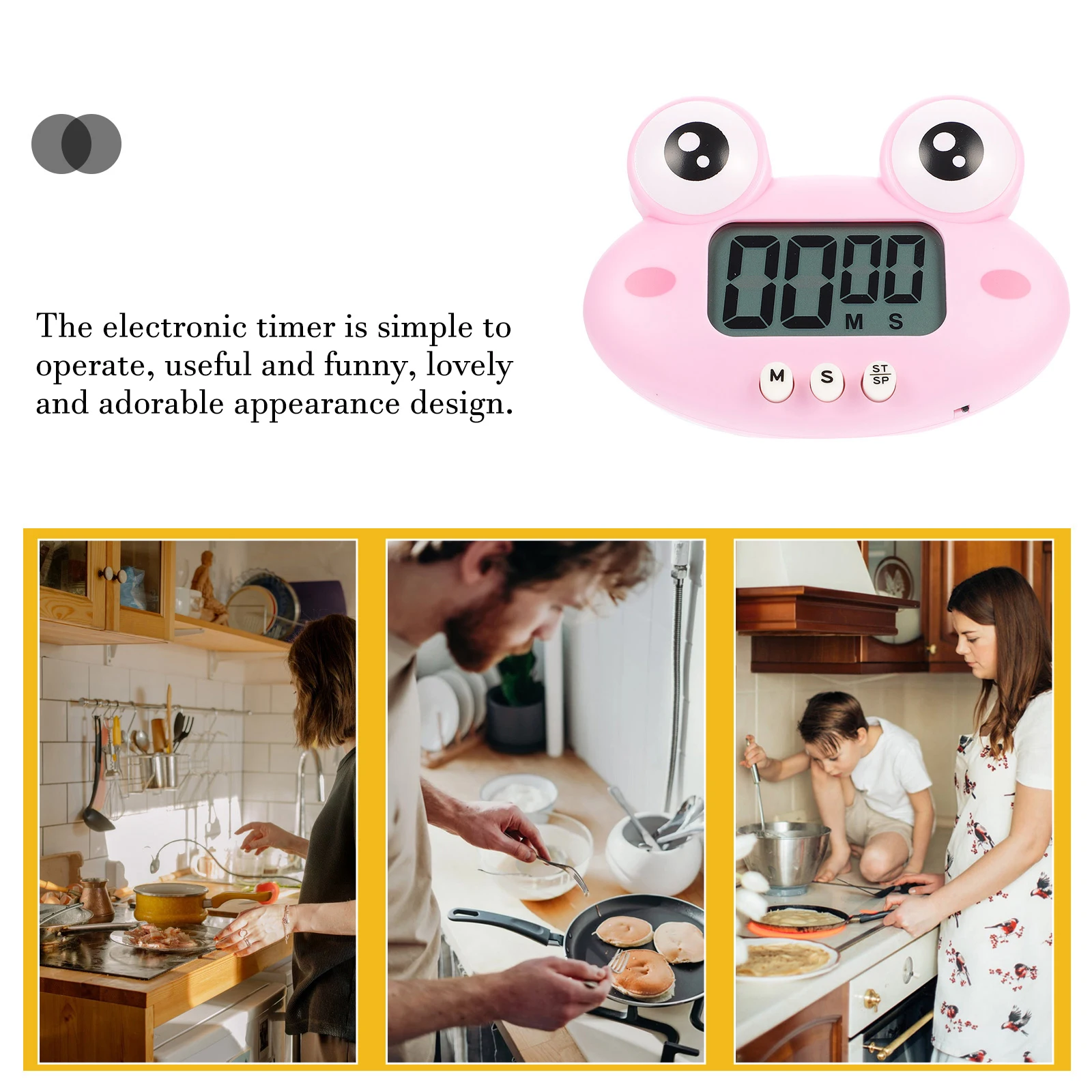 

1pc Electronic Cartoon Kitchen Cooking Timer For Baking Study Work Reminder Frog Shaped Household Timer Student Learning Tool