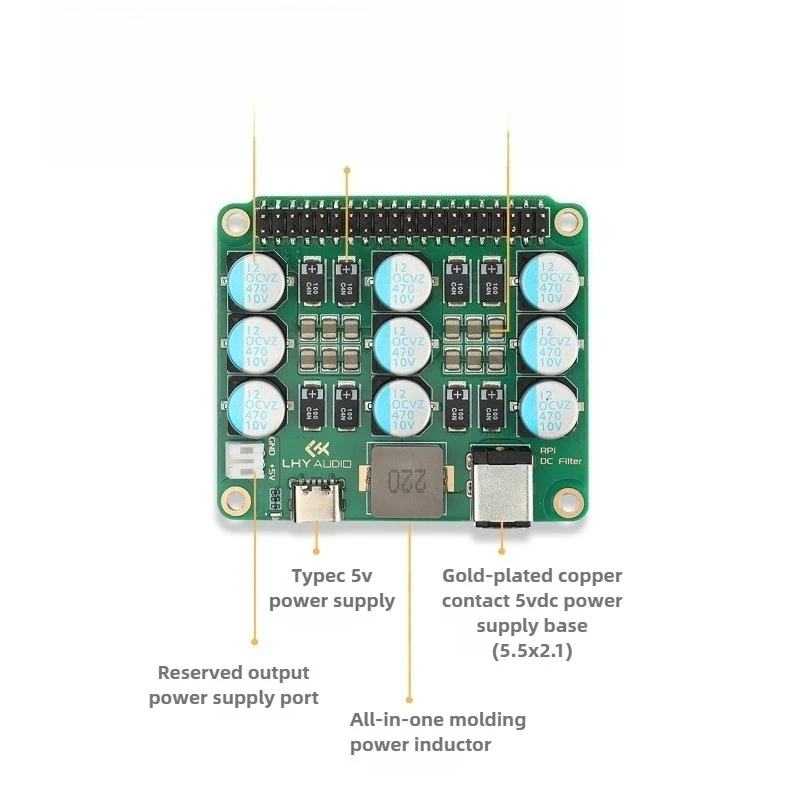 I2S Signal Purifier Isolated Expansion Board CLC Filter for Raspberry Pi4/5/DAC Audio Decoder
