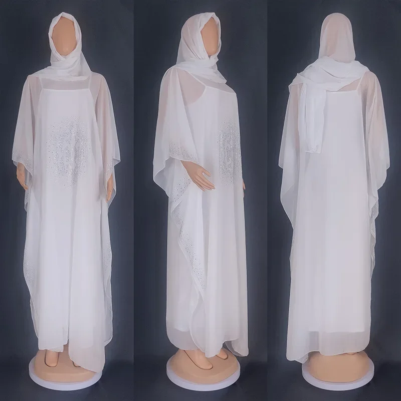 

African Dresses for Women Diamonds Boubou Robe Hijab Dress Ankara Dashiki Africa Clothing Kaftan Djellaba Morocco Caftan Abaya