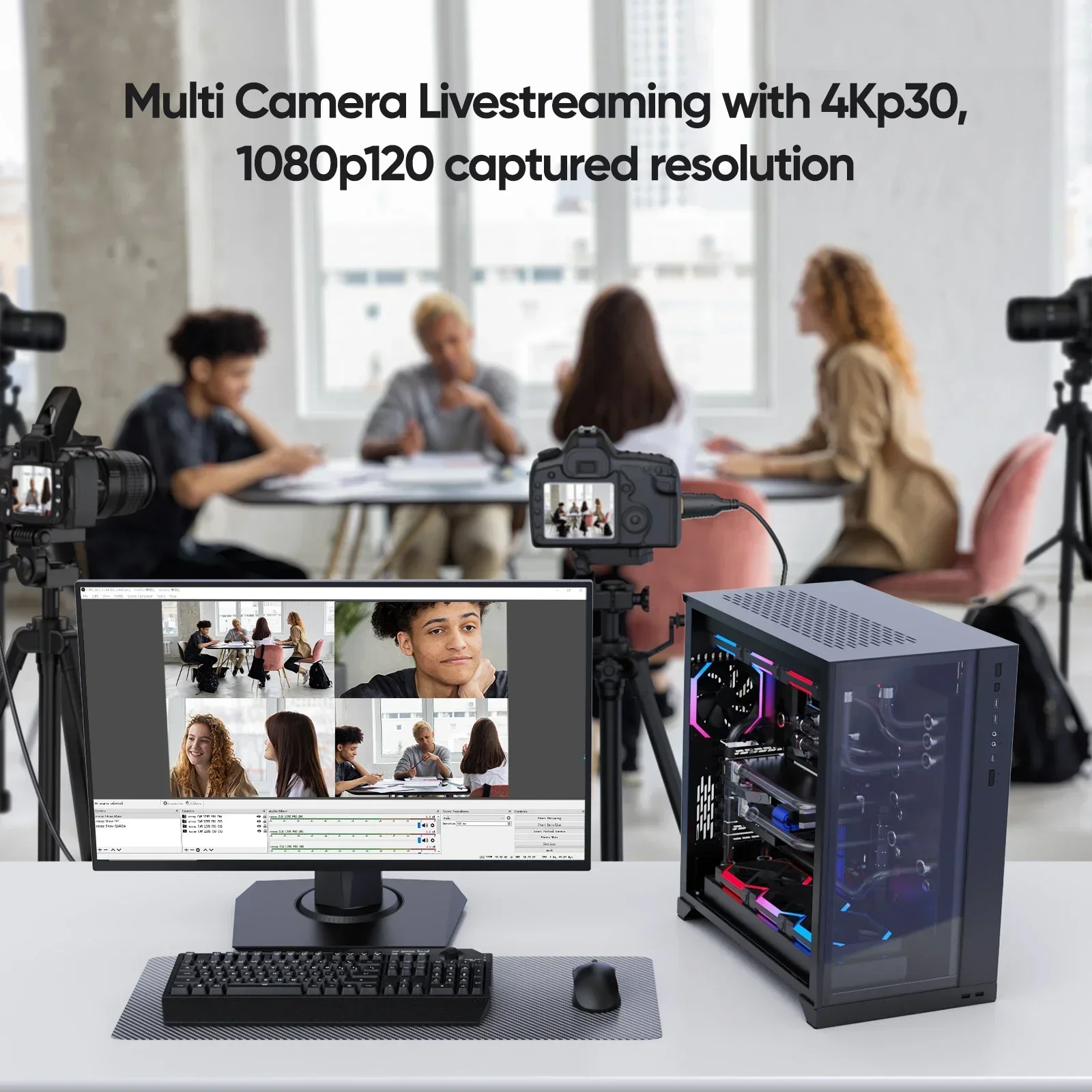 Ezcap335 4 منافذ HDMI PCIE بطاقة التقاط الفيديو لعبة المنتزع للكاميرا المتعددة البث المباشر كاميرا الفيديو DSLR كاميرا الحركة الكمبيوتر المحمول