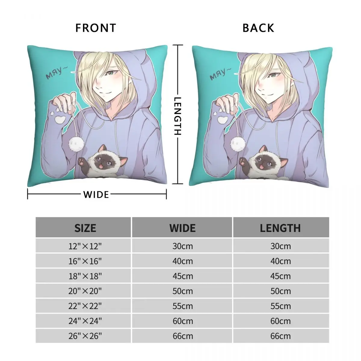 Yuuri Katsuki Yuri on Ice Pillowcase Polyester Linen Velvet Creative Zip Decor Home Cushion Cover