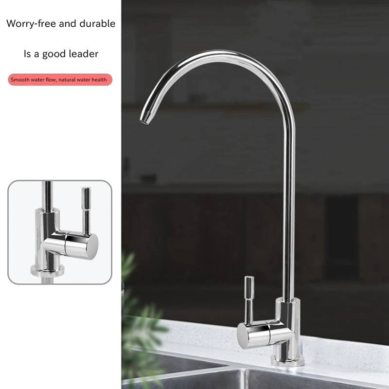 1/4 Inch Chrome Drinking Water Filter Faucet Reverse Osmosis Sink Kitchen Tap