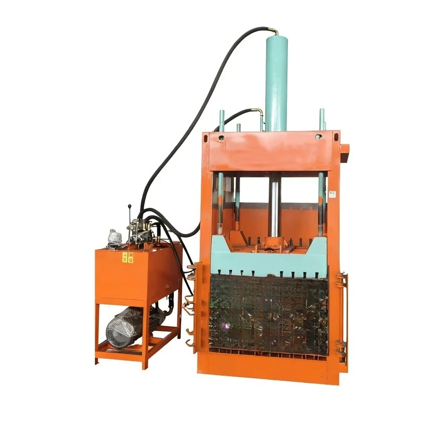 Motor de núcleo de cobre completo, cilindro de alta temperatura, empacadora vertical de residuos de embalaje exprés sin pérdida de presión