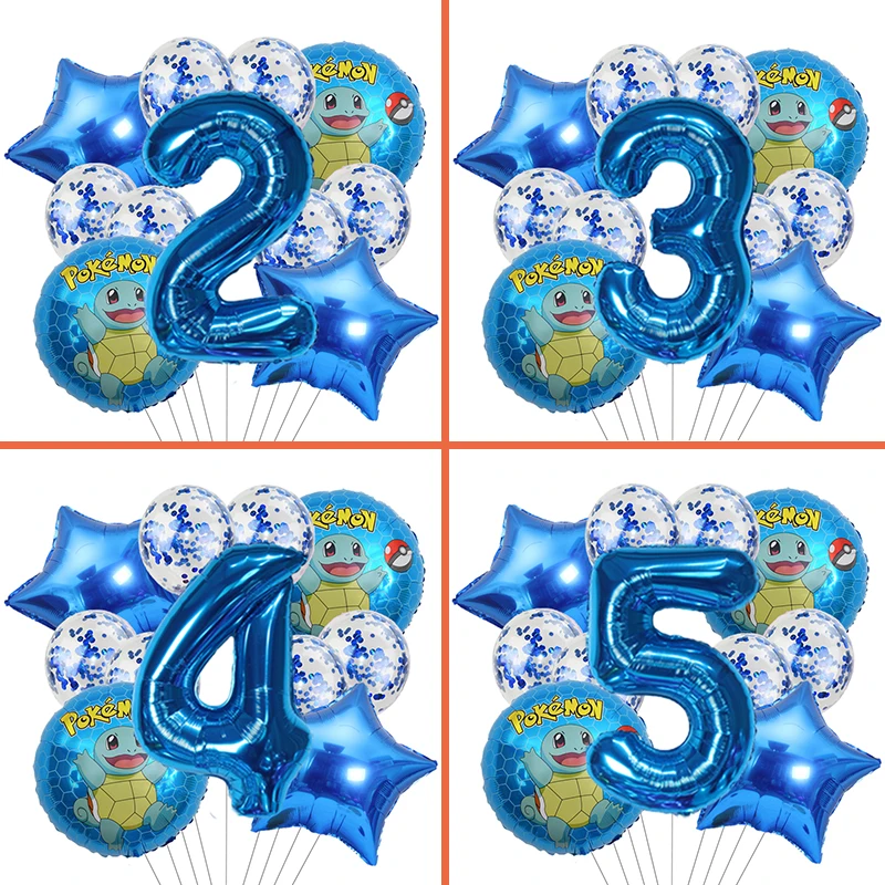 11pcs Pokemon Pikachu Balloon Set Children's Party Decoration Squirtle Zenigame Birthday Foil Balloon Gift Doll Toy