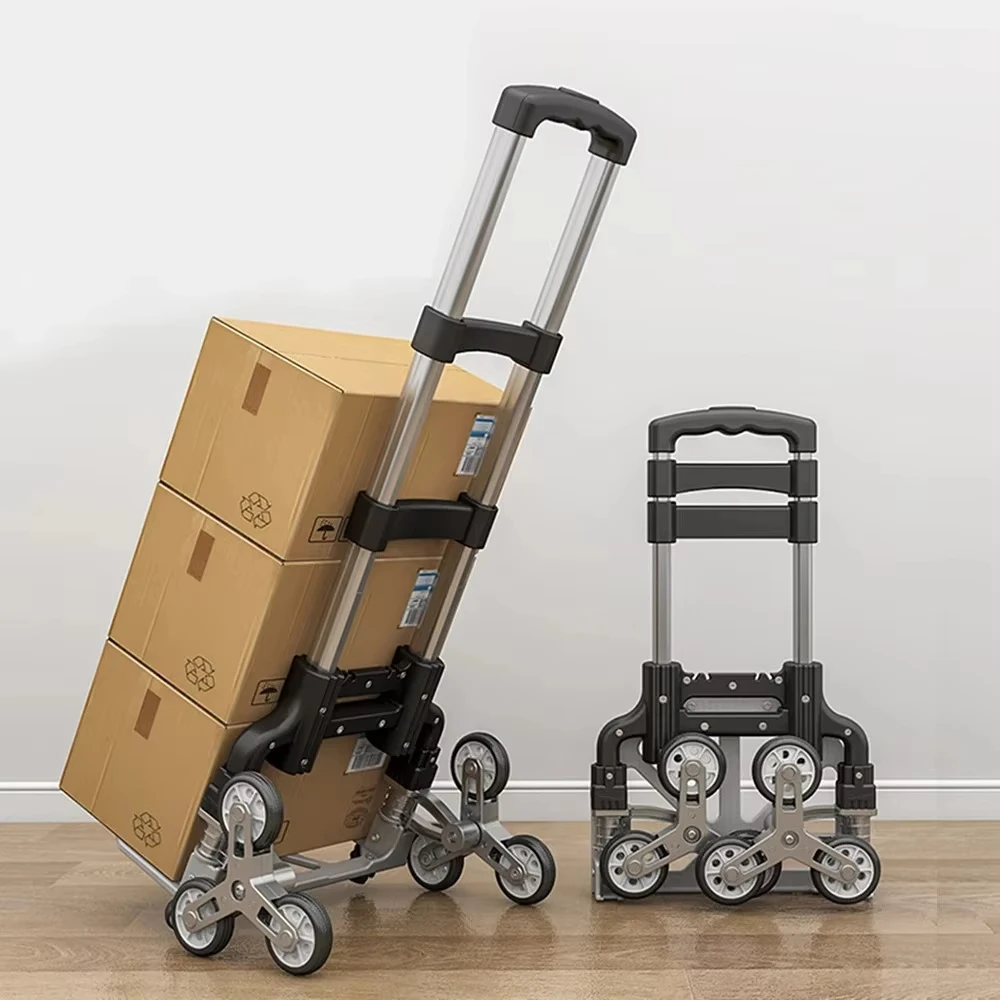 

Shopping Trolley Cart Aluminum Folding Climbing Stairs Cart Outdoor Portable Lightweight Step Climbing Travel Folded Trolleys