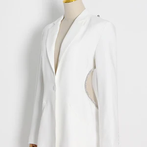 TWOTWINSTYLE-blazer-elmas sırt, kadın üstleri, seksi, kadın, yaka, yaka, uzun kollu, ince çerçeve, yeni moda, 2022 En iyi 10 satış, blazer ceket, yakasız kadın - no. 7