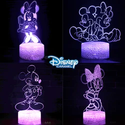 Disney Mickey Minnie Mouse 3D Table Lamp Colorful LED Visual Lamp Party Gifts Cartoon Discoloration Night Lantern Halloween