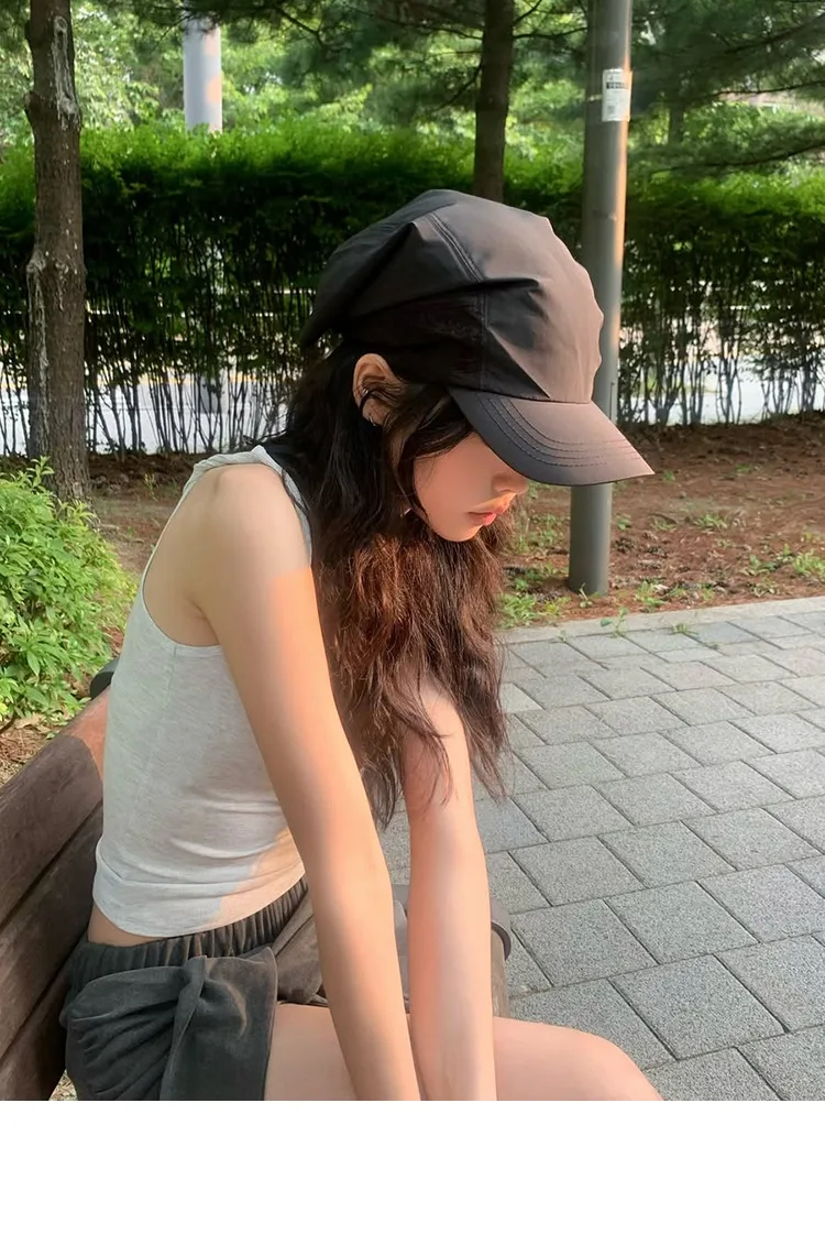 Customized Printed Logo Solid Color Headscarf Hats Women's Fashion Tidal Current Outdoor Sun Shading And Sun Protection Caps