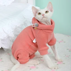 New Cat Clothes with Hooded Winter Warm Sports Outfit Sphynx Cat Hoodies Pullover Sphinx Fleece Clothes Cat Supplies