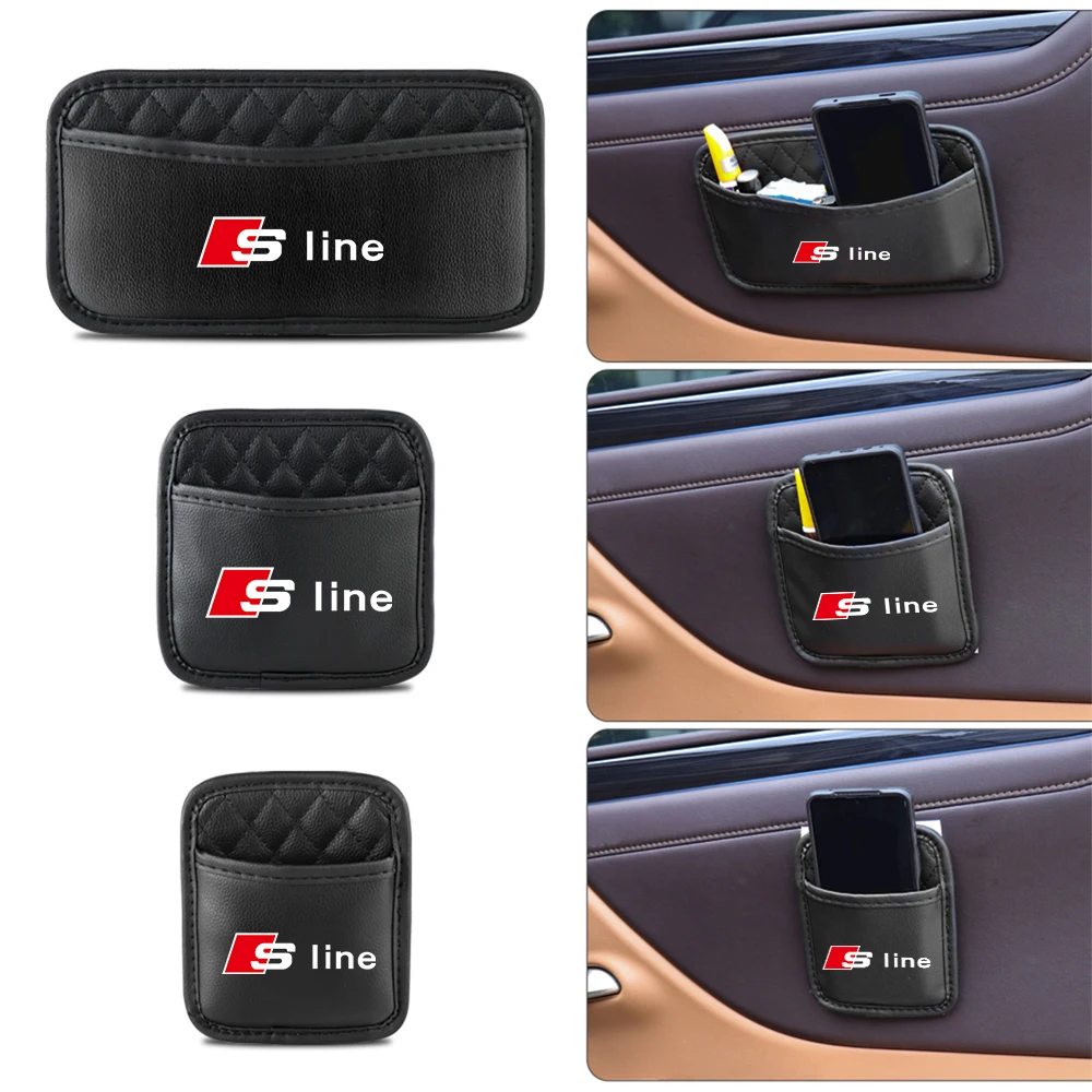 PU-Leder Auto-Aufbewahrungstasche für die Rückenlehne, Tür-Organizer-Box, Ventilkappe für Audi S-Line A3 A4 B8 8P A6 C7 8V B6 B7 B9 A1 A5 S7 Q5 Q5