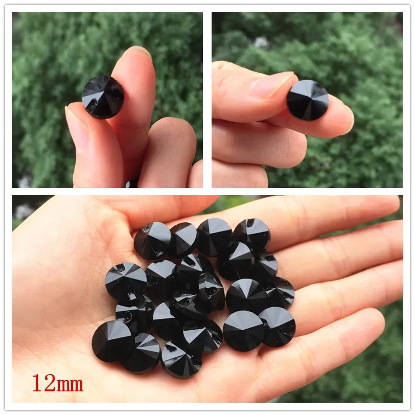 20pcs High-grade black Crystal gemstone buttons Sewing buttons for shirt Crystal  buttons for garments Sewing Accessories 12mm