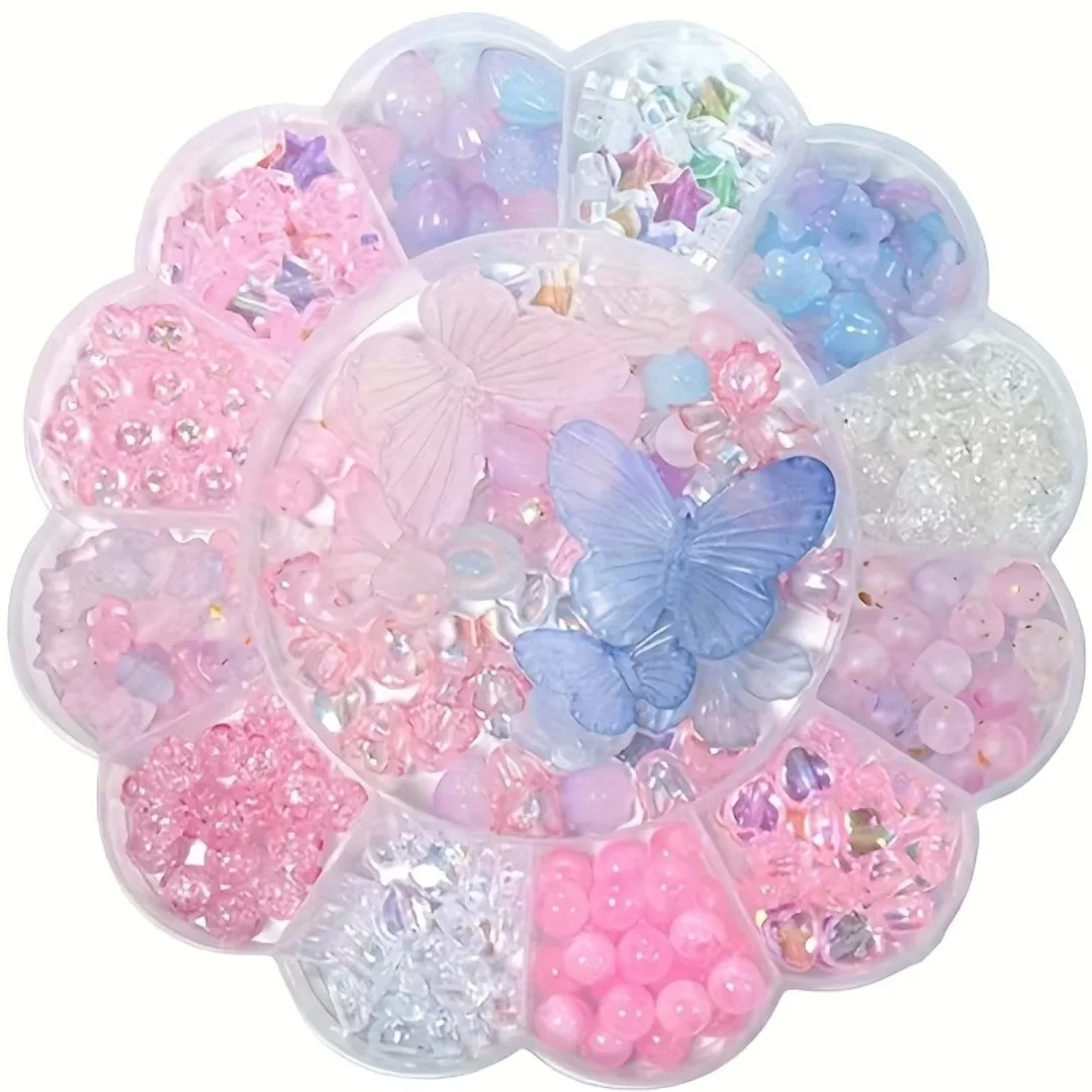 13 Gitter mit 0,6-2,6 Zentimeter großen, farblich gemischten Acrylperlen, DIY-Herstellung von Armbändern, Halsketten, Ringen usw. – Detail 4