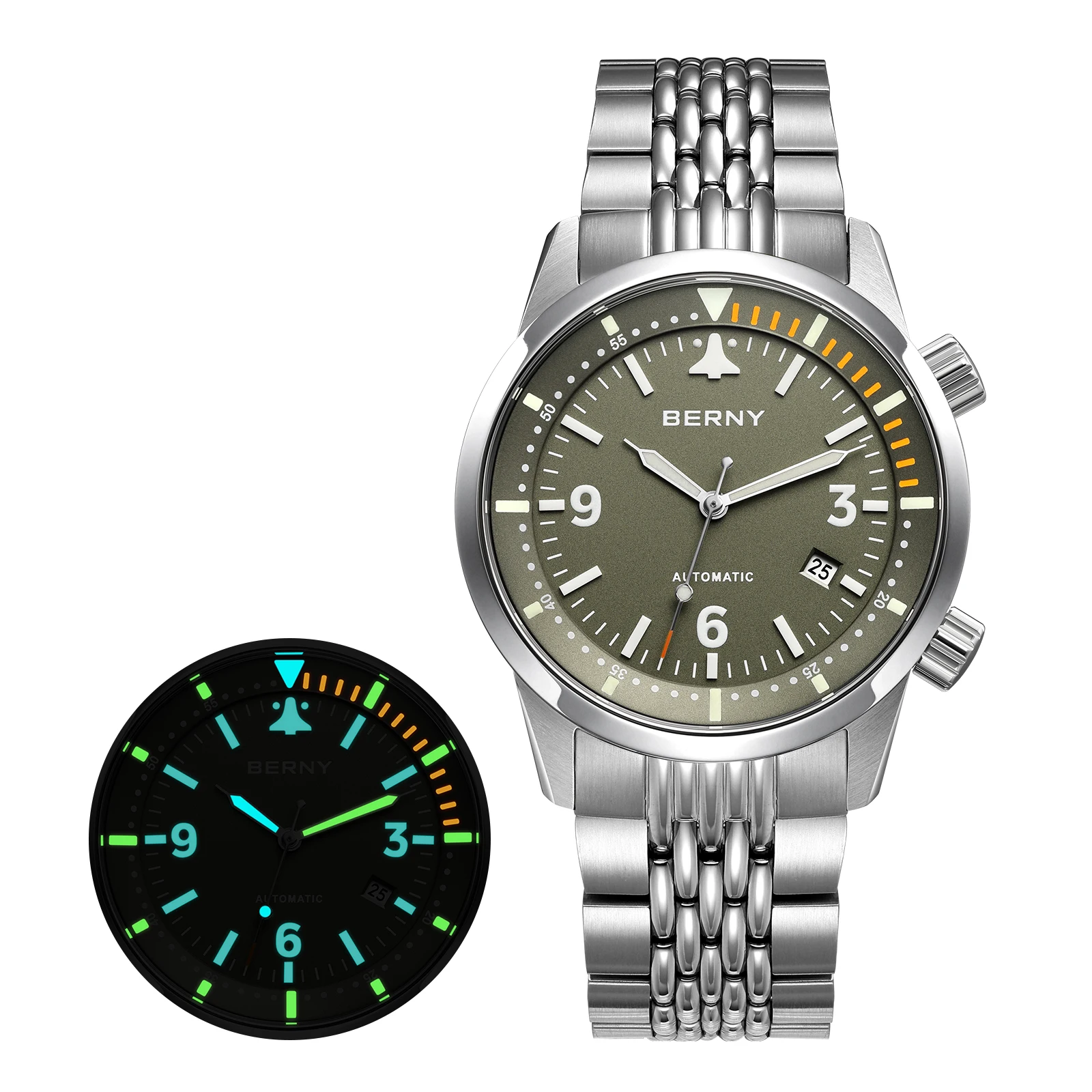 BERNY Automatische Herrenuhren, Top-Qualität, 20 ATM, 316L, leuchtender Saphir, AR-Beschichtung, Original ST1612, luxuriöse, modische Herren-Armbanduhr