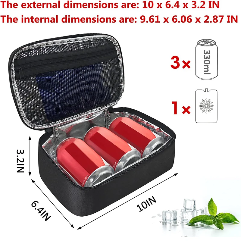 Small Lunch Bag Insulated Lunch Box Mini Lunchbox Thermal Adult Lunch Pail Petty Food Containers Portable Cooler Bags Reusable