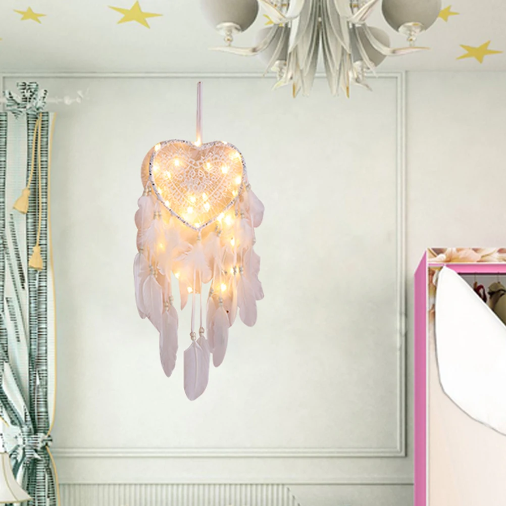 

Heart Shaped Dream Catcher Pendant White Creative Lamp Design For Bedroom Living Room Car Party Decor Gift Idea Dream