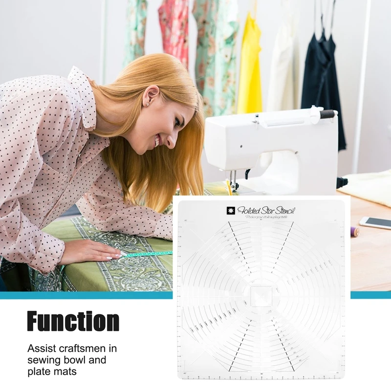 Folded Star Guide Template For Fabric, Printed Interfacing Templates Made For Use With Round Or Square Folded Patterns