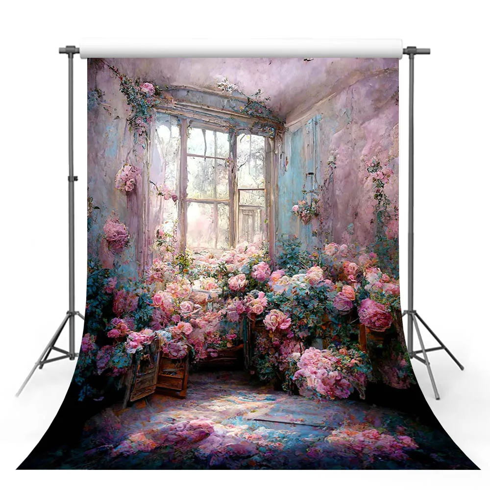 Mehofond-Fondo de fotografía con textura Floral Retro para adultos, pintura al óleo de flores, Princesa, castillo, rosa, Grunge, estudio fotográfico