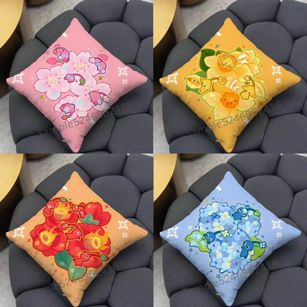 P-Pikmin Cute Pillow Case Cover Square for Decorative Cushion Bed Couch Sofa Classic Style Machine Washable