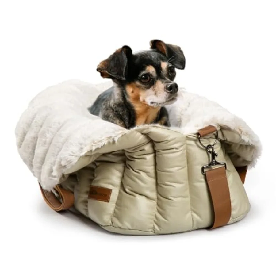 

Home Small Dog Car Seat and Travel Carrier and Pet Bed, Soft Interior for Dogs up to 10lbs, Stylish Pet Travel Tote for Indoor