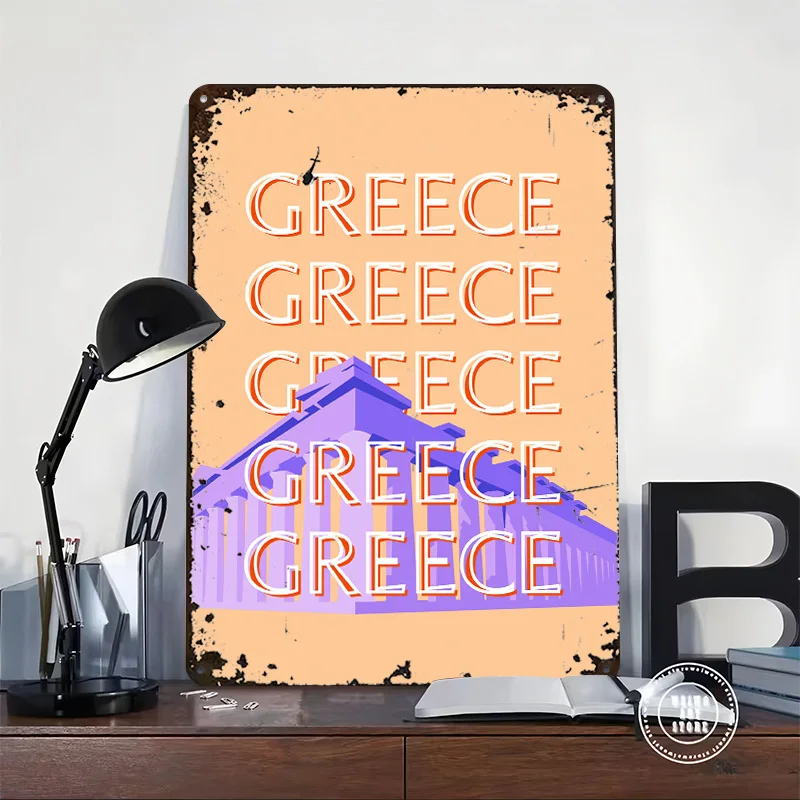 Greece Travel Metal Poster Customized Wall Art Retro Vintage Tinplate Signs for Home Decor Room Gamer Decoration Gaming Tin Sign
