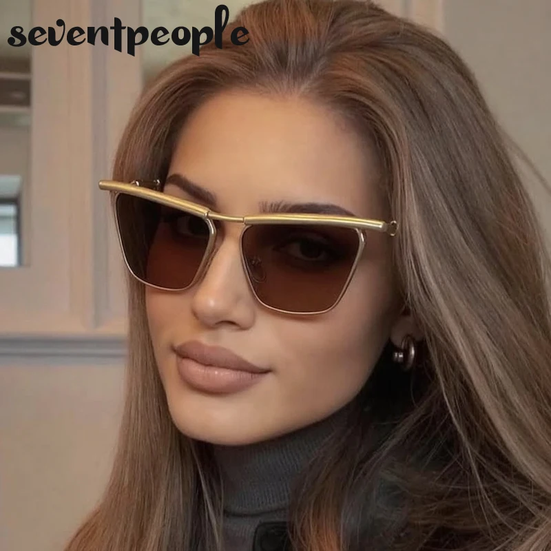 

Classic Cat Eye Punk Sunglasses Women 2025 Luxury Brand Trendy Metal Square Shield Sun Glasses Vintage Outdoor Shades For Ladies
