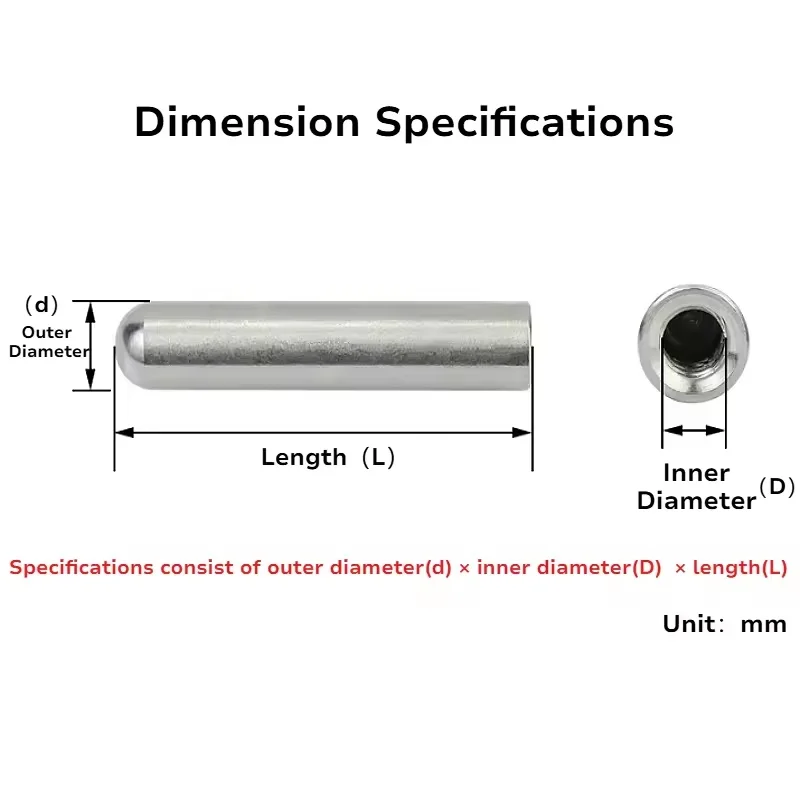 304 Stainless Steel Internal Thread Round Head Cylindrical Pin M2 ~ M6 Internal Tooth Positioning Pin