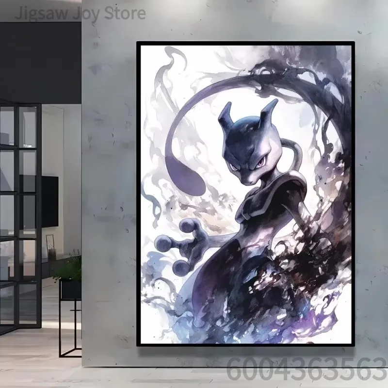 Epic Mewtwo & Umbreon Watercolor Jigsaw Puzzle Dark Fantasy Anime Character Art Print Framed Style Toy Collector Edition