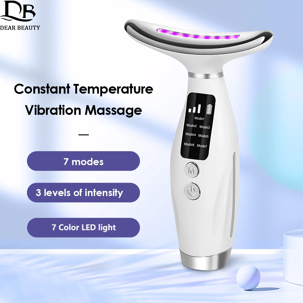 Dispositivo de belleza Facial para cuello, luz LED de 7 colores, terapia de fotones, estiramiento de la piel, Reduce la papada, masajeador de