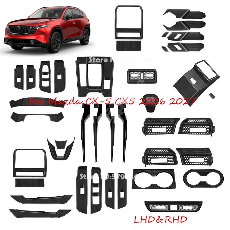 Image of L/RHD ABS Gebürstetes Holz für Mazda CX-5 CX5 2026 2027 Innenraumzubehör Fensterheber-Bedienfeld Schaltpanel Luftauslass Klimaanlage Lüftungsgitter