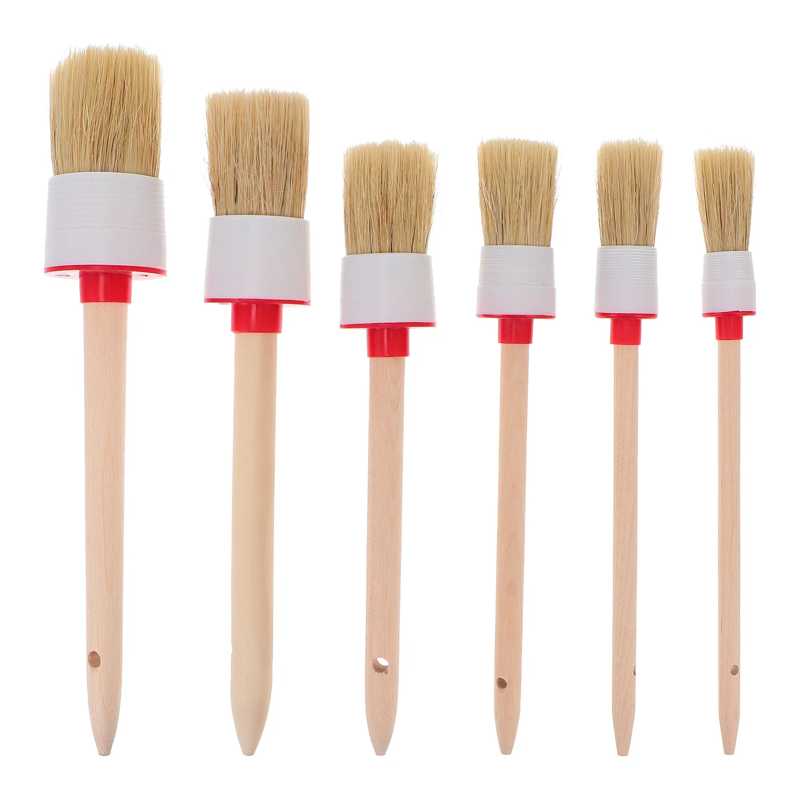 

6Pcs Durable Bristle Wooden Handle Paint Brushes for Home Furniture Varnish Detailing Cleaning Bristle