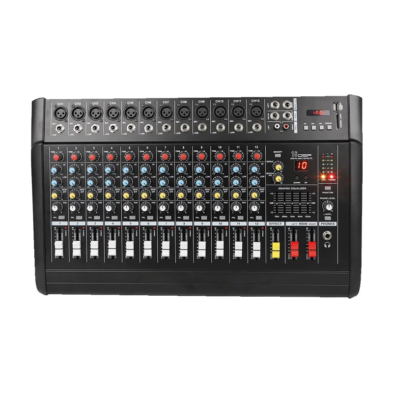 All-in-one machine with power amplifier, Bluetooth U disk input, suitable for outdoor wedding stage live broadcast, small mixer