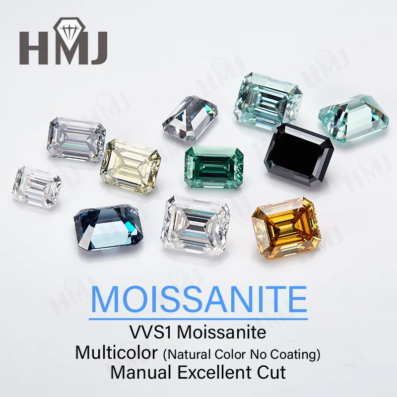 Emerald Cut Moissanite Loose Stone 7x10mm D Color VVS1 Lab Grown Pass Diamond Tester DIY Jewelry Making Materials Wholesale view 2