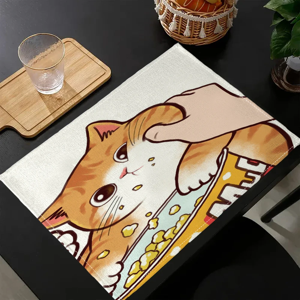 

Кошка с защемленным лицом, когда успокаивающая еда, секретная кухонная подставка для столовых приборов, коврики для обеденного стола, подставки для напитков, подставка в стиле вестерн, домашний декор 5,27