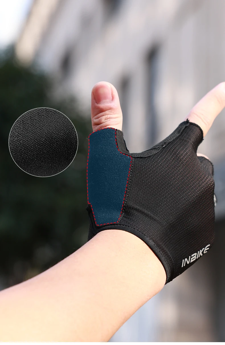 INBIKE Halbfinger-MTB-Handschuhe, Sommer, atmungsaktiv, stoßdämpfend, Fahrradhandschuhe für Männer und Frauen, Rennrad, Fahrradfahren, Handflächenschutz, Mountainbike-Sportzubehör – Detail 7