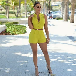 High-quality new summer fashion casual high-waisted shorts new women's Europe and the United States sexy sleeveless jumpsuit