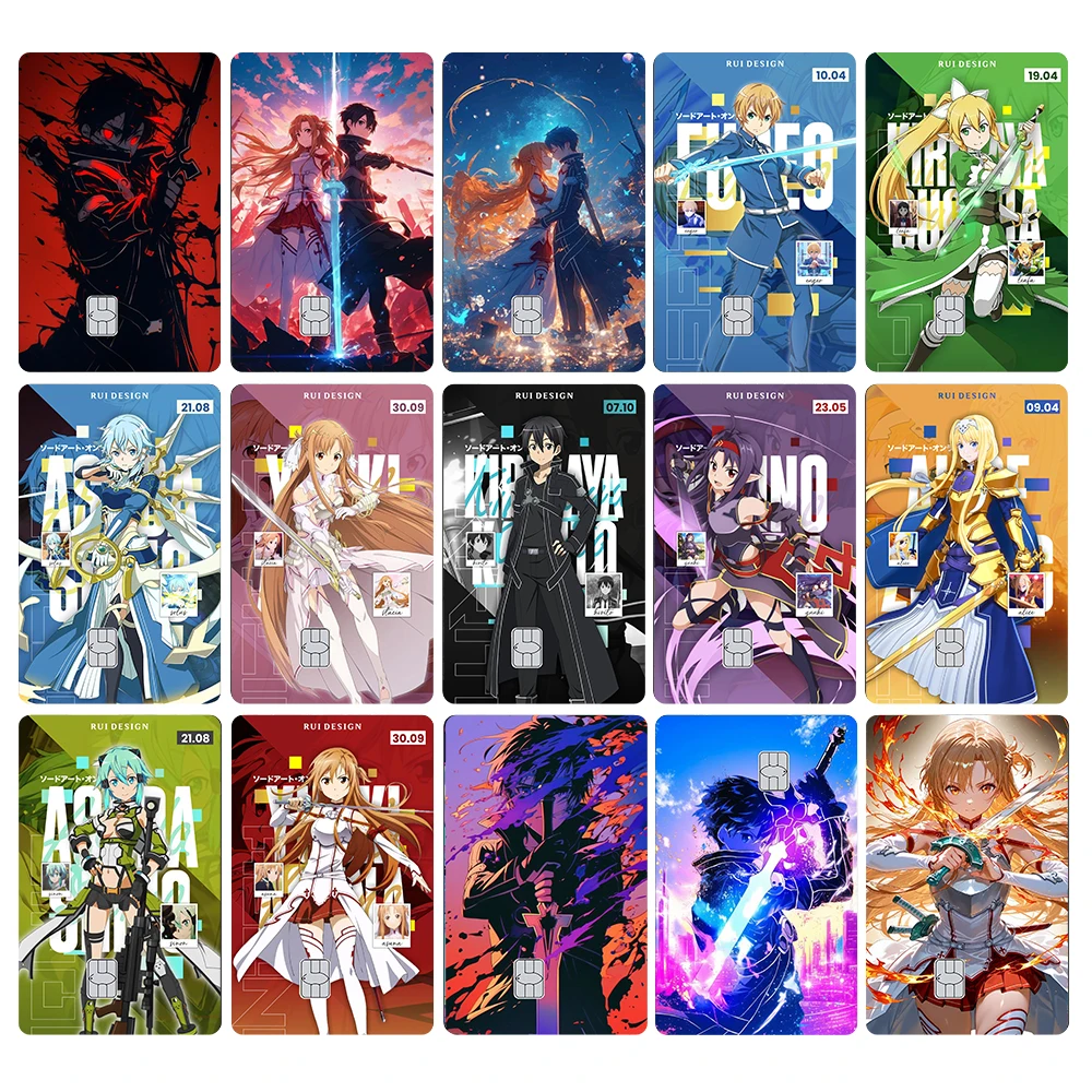 Anime SAO and ALO Credit Card Skin Sticker Cartoon Stickers for Decorating VISA JCB AMEX MasterCard and Other IC Bank Cards