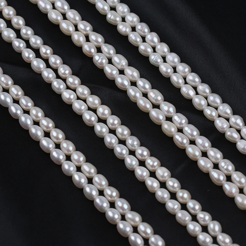 100% Nature FRESHWATER PEARL 5-6mm rice shape pearl in strand loose wholesale freshwater pearl